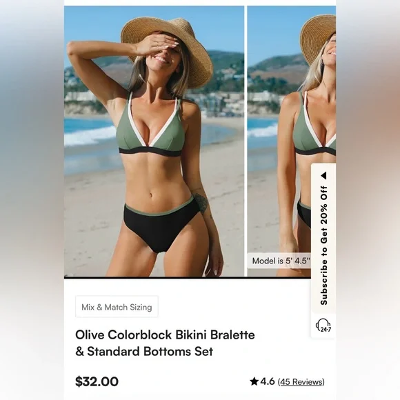 Cupshe Olive and Black Bikini Set - Picture 3 of 7